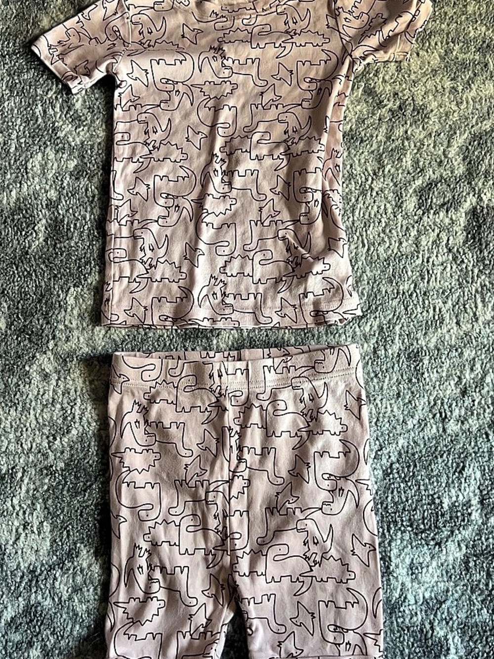 Pink Jurassic Jungle Two-Piece Short Sleeve & Shorts Pajama Set